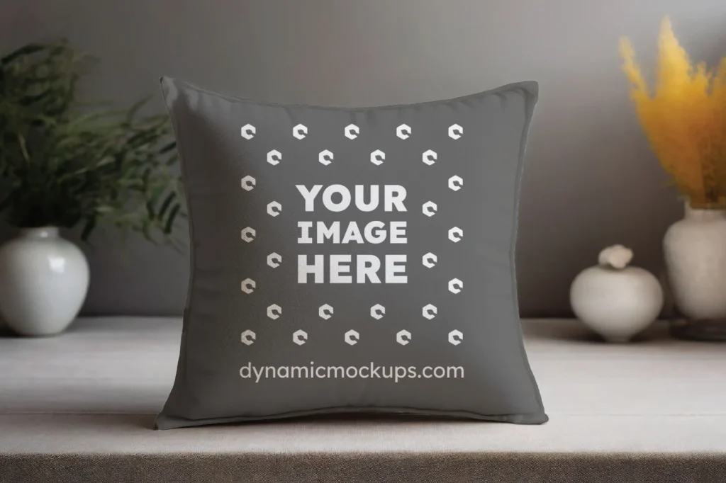 Dark Gray Square Pillow Cover Mockup Template