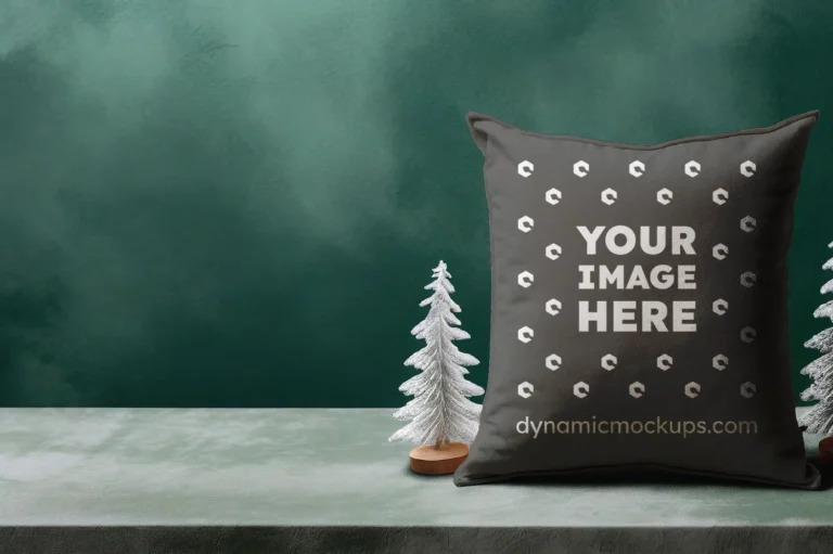 Dark Gray Square Pillow Cover Mockup Template