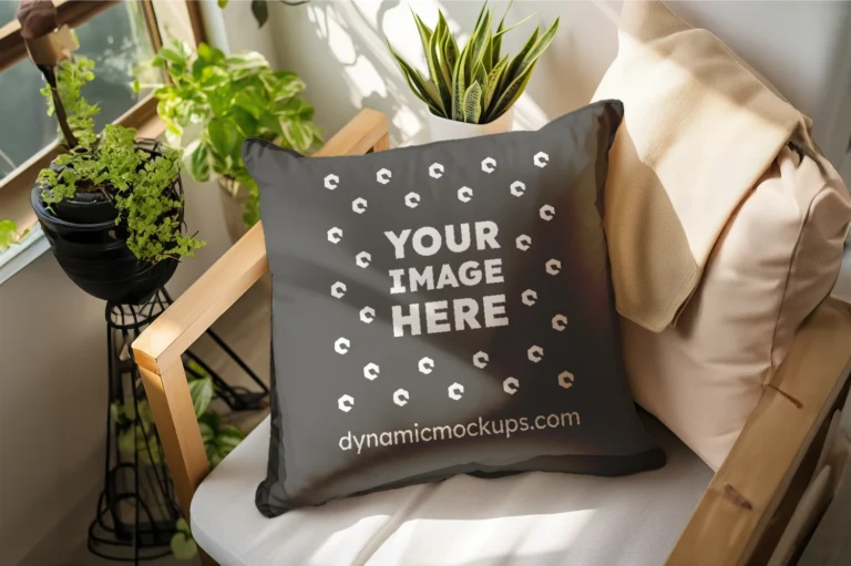 Dark Gray Square Pillow Cover Mockup Template