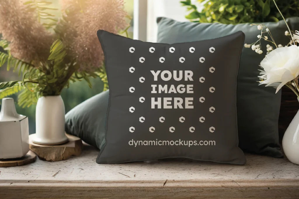 Dark Gray Square Pillow Cover Mockup Template