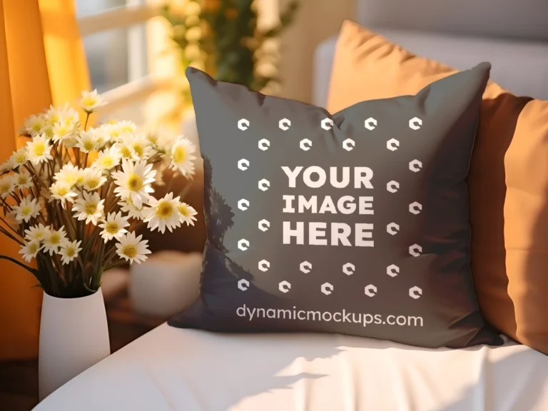 Dark Gray Square Pillow Cover Mockup Template