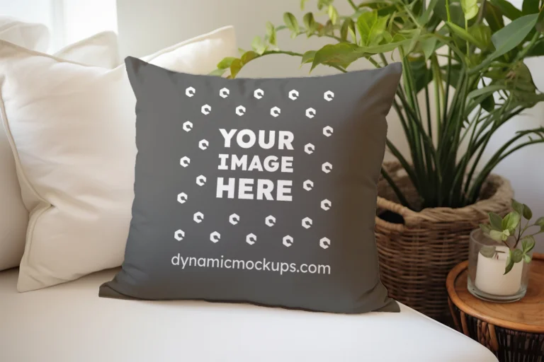 Dark Gray Square Pillow Cover Mockup Template