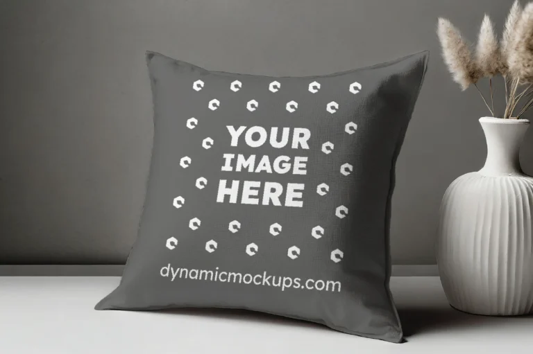 Dark Gray Square Pillow Cover Mockup Template