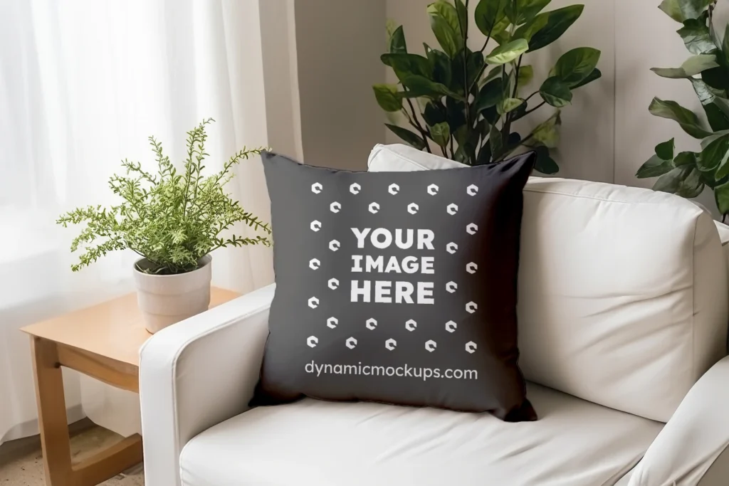 Dark Gray Square Pillow Cover Mockup Template