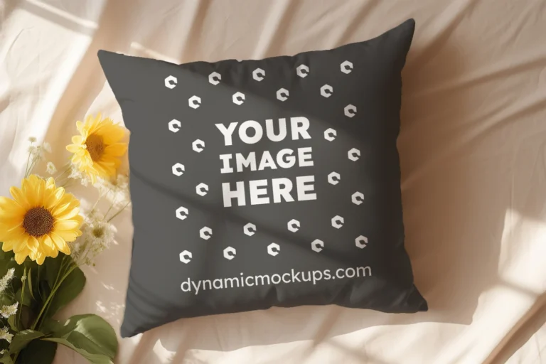 Dark Gray Square Pillow Cover Mockup Template