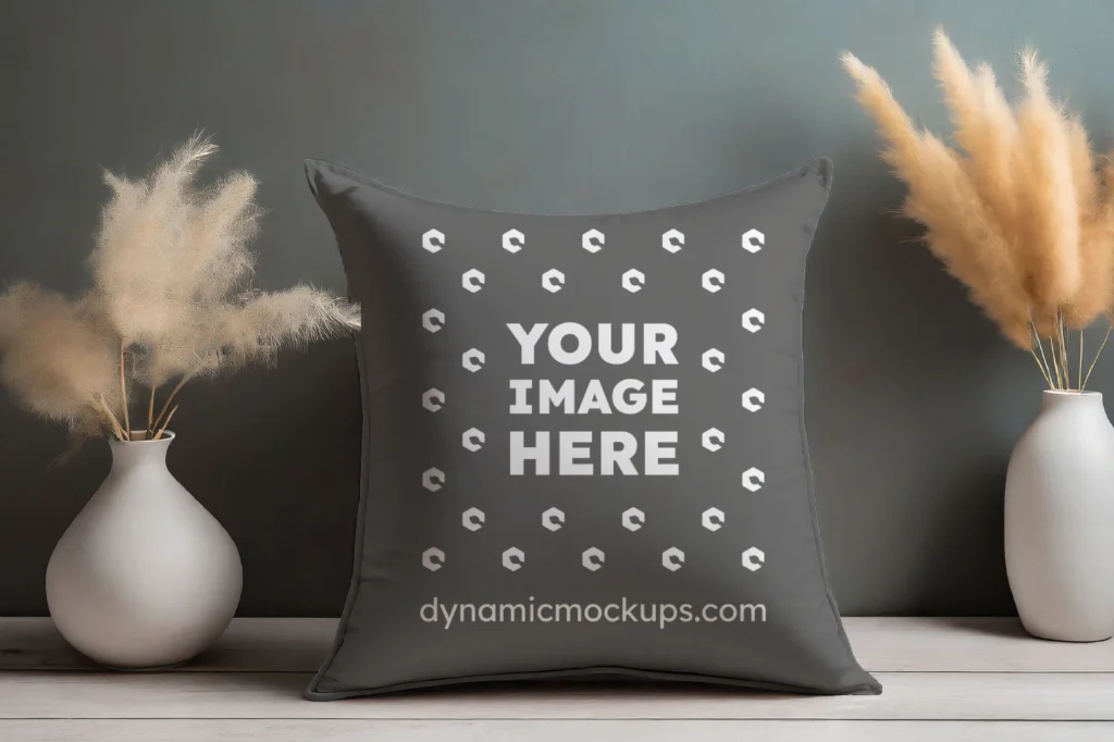 Dark Gray Square Pillow Cover Mockup Template