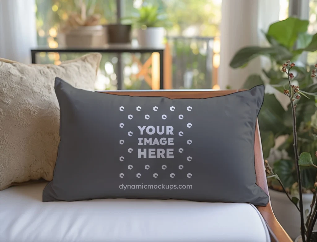 Dark Gray Square Pillow Cover Mockup Template