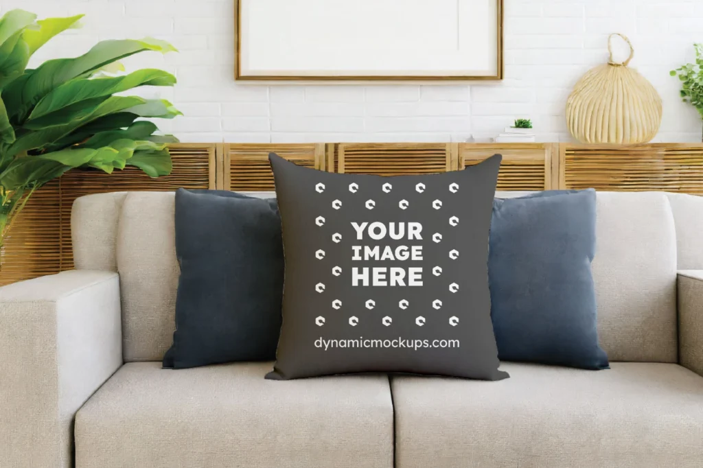 Dark Gray Square Pillow Cover Mockup Template