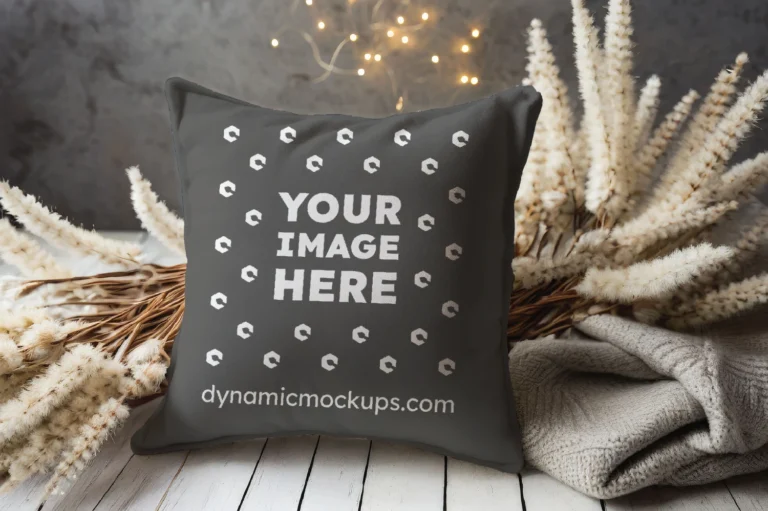 Dark Gray Square Pillow Cover Mockup Template