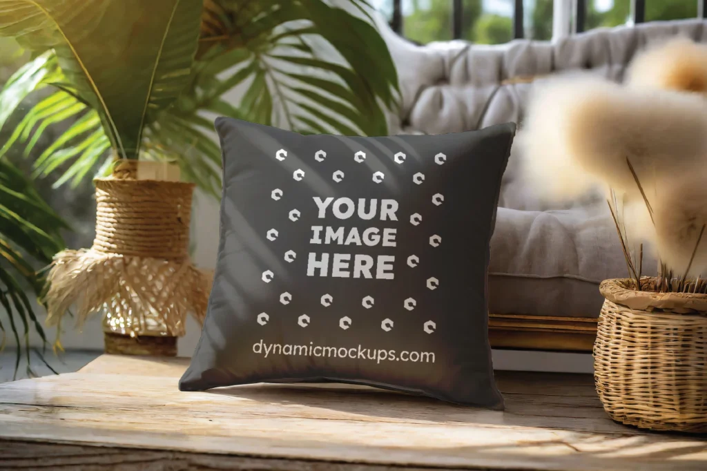 Dark Gray Square Pillow Cover Mockup Template