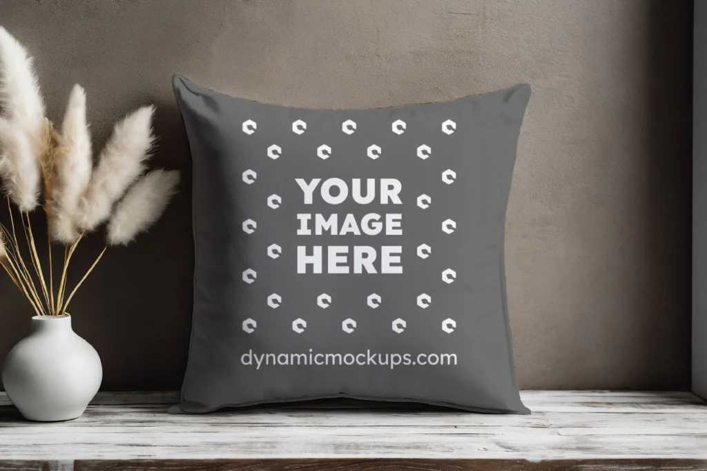 Dark Gray Square Pillow Cover Mockup Template