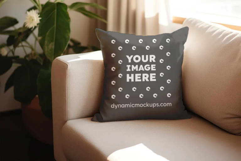 Dark Gray Square Pillow Cover Mockup Template