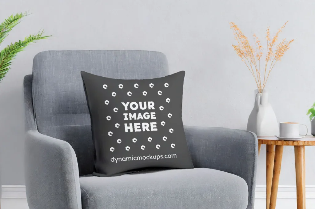 Dark Gray Square Pillow Cover Mockup Template