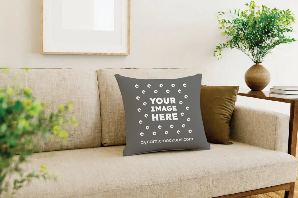 Dark Gray Square Pillow Cover Mockup Template