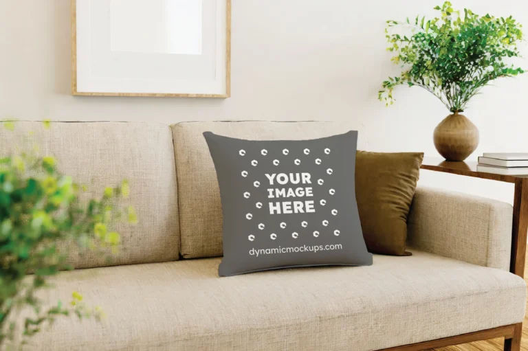 Dark Gray Square Pillow Cover Mockup Template