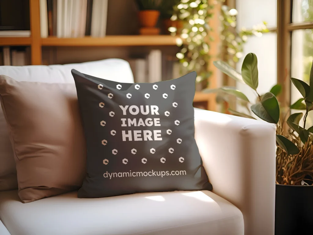 Dark Gray Square Pillow Cover Mockup Template