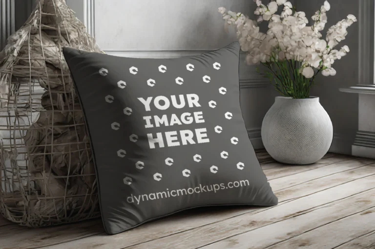 Dark Gray Square Pillow Cover Mockup Template