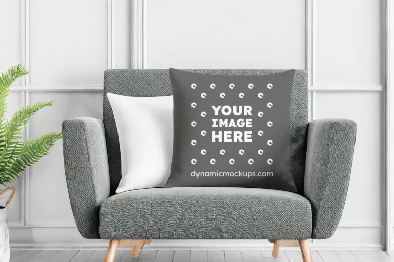 Dark Gray Square Pillow Cover Mockup Template