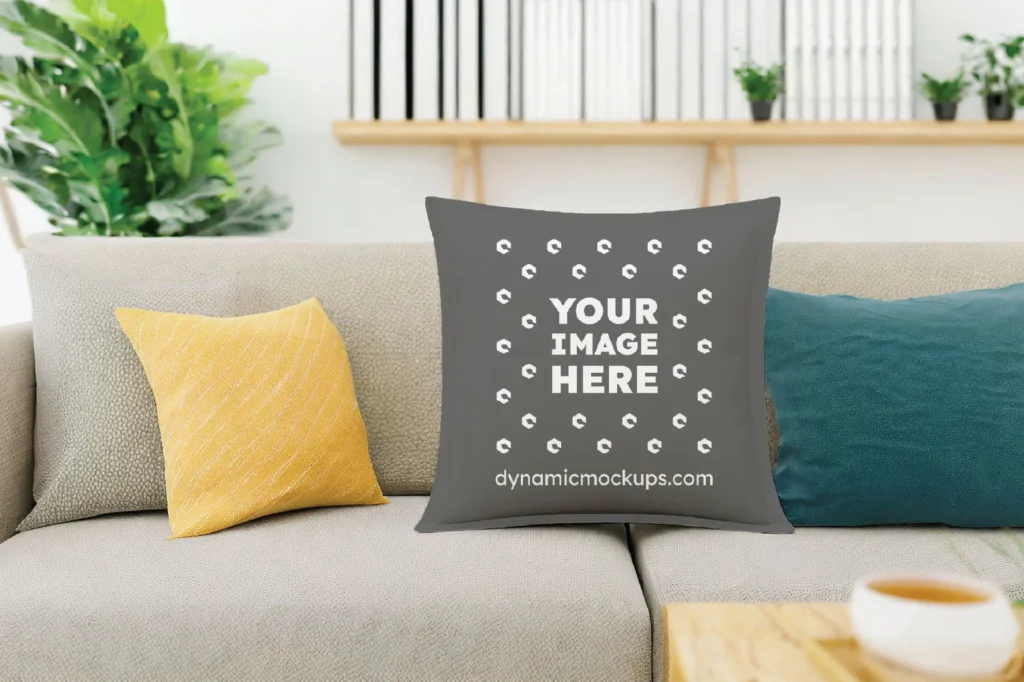 Dark Gray Square Pillow Cover Mockup Template