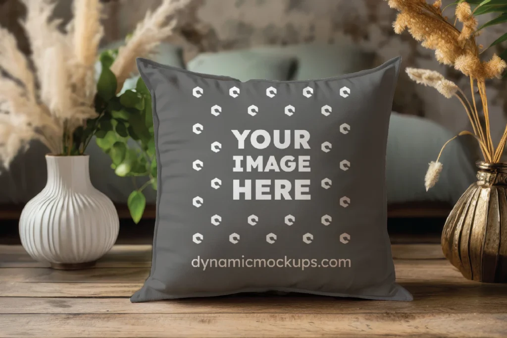 Dark Gray Square Pillow Cover Mockup Template