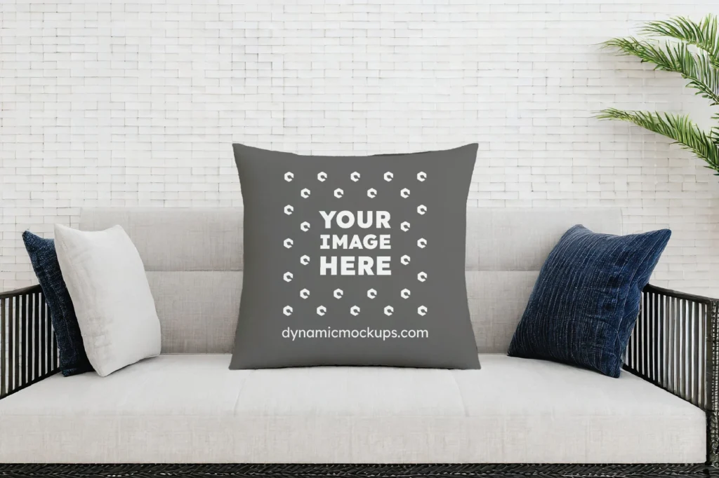 Dark Gray Square Pillow Cover Mockup Template