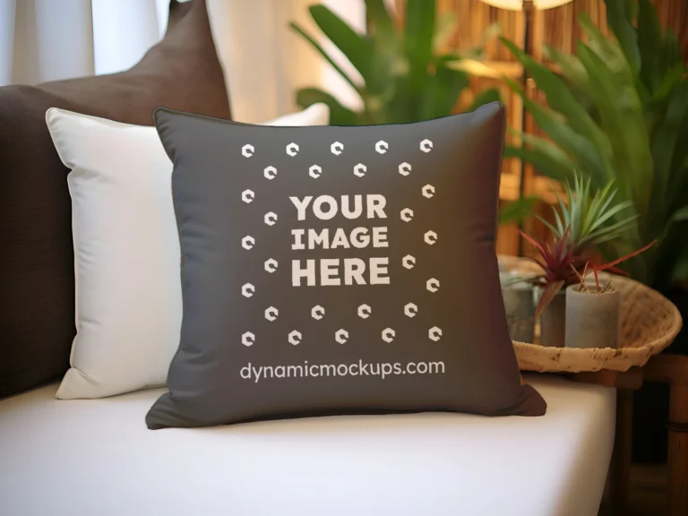 Dark Gray Square Pillow Cover Mockup Template