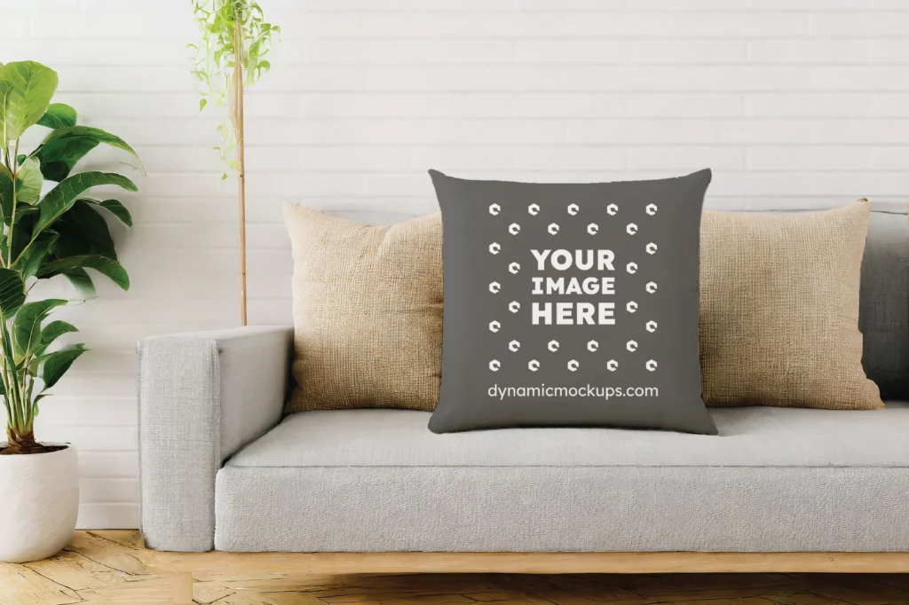 Dark Gray Square Pillow Cover Mockup Template