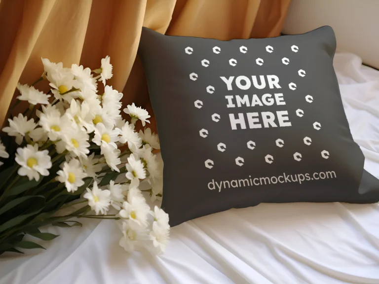 Dark Gray Square Pillow Cover Mockup Template