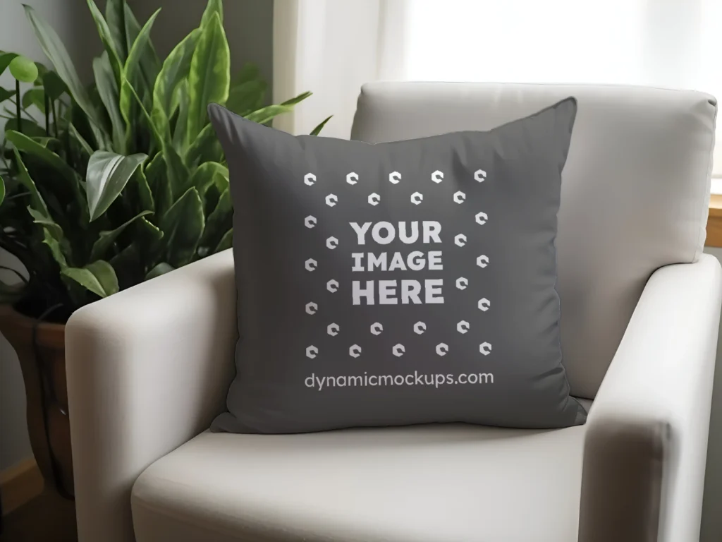 Dark Gray Square Pillow Cover Mockup Template