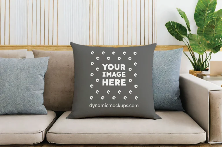 Dark Gray Square Pillow Cover Mockup Template