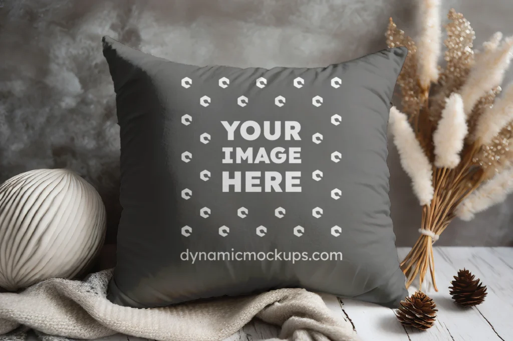 Dark Gray Square Pillow Cover Mockup Template