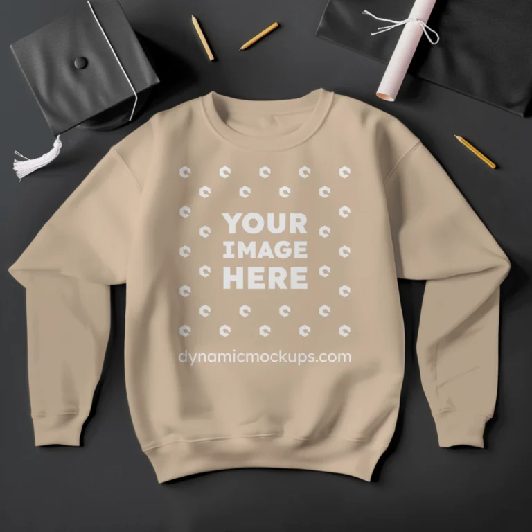 Flat Lay Beige Sweatshirt Mockup Front View Template