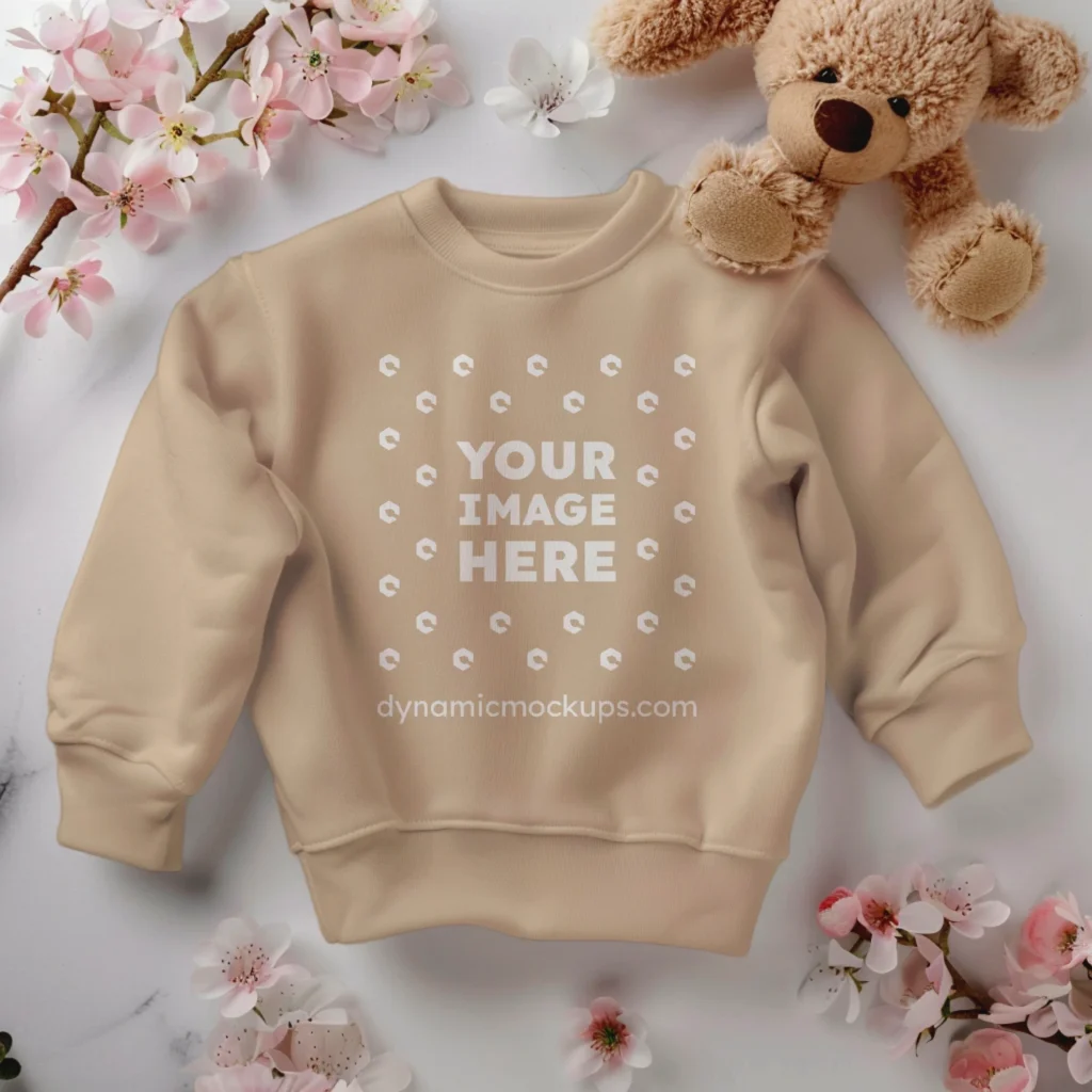 Flat Lay Beige Sweatshirt Mockup Front View Template