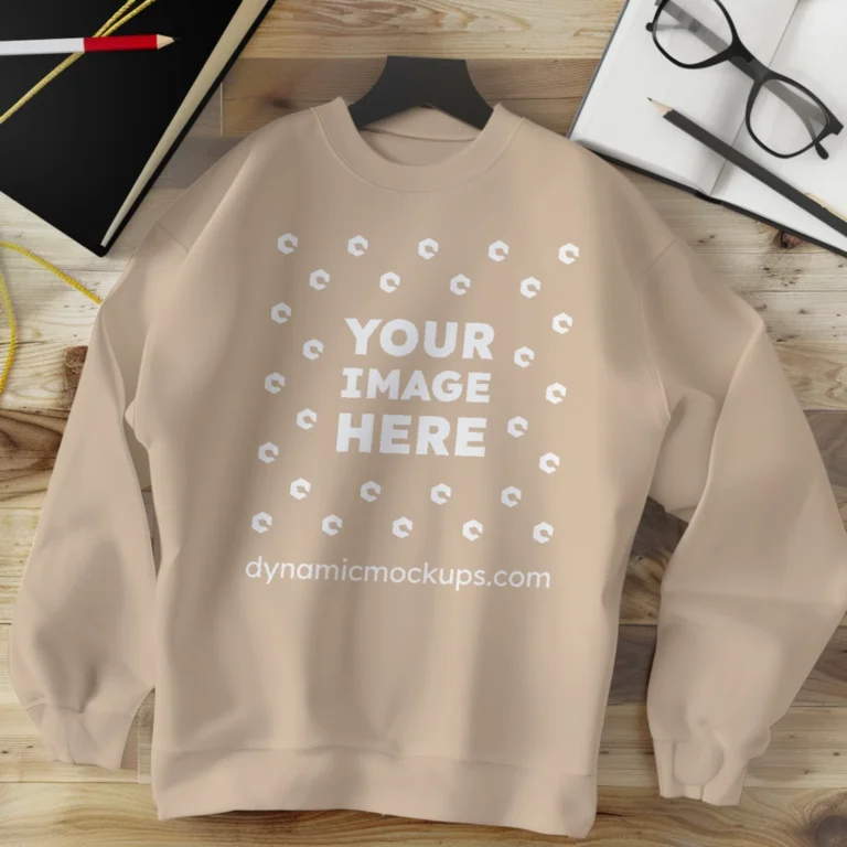 Flat Lay Beige Sweatshirt Mockup Front View Template