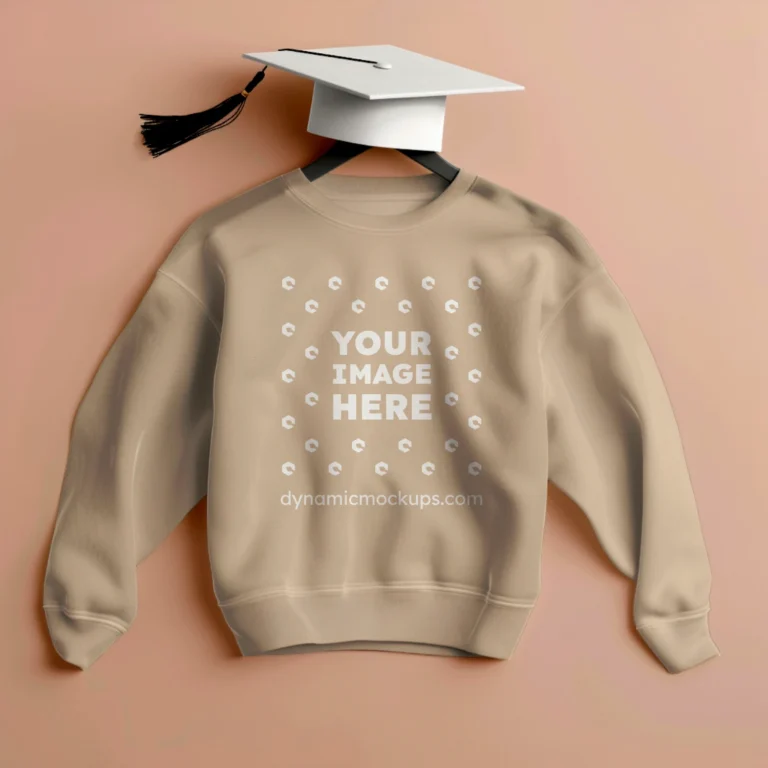 Flat Lay Beige Sweatshirt Mockup Front View Template