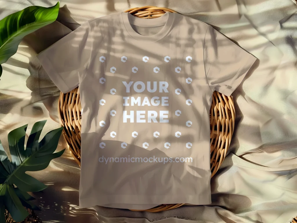 Flat LayBeige T-shirt Mockup Front View Template