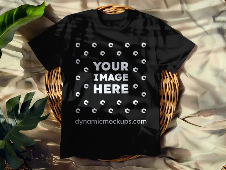 Flat LayBlack T-shirt Mockup Front View Template