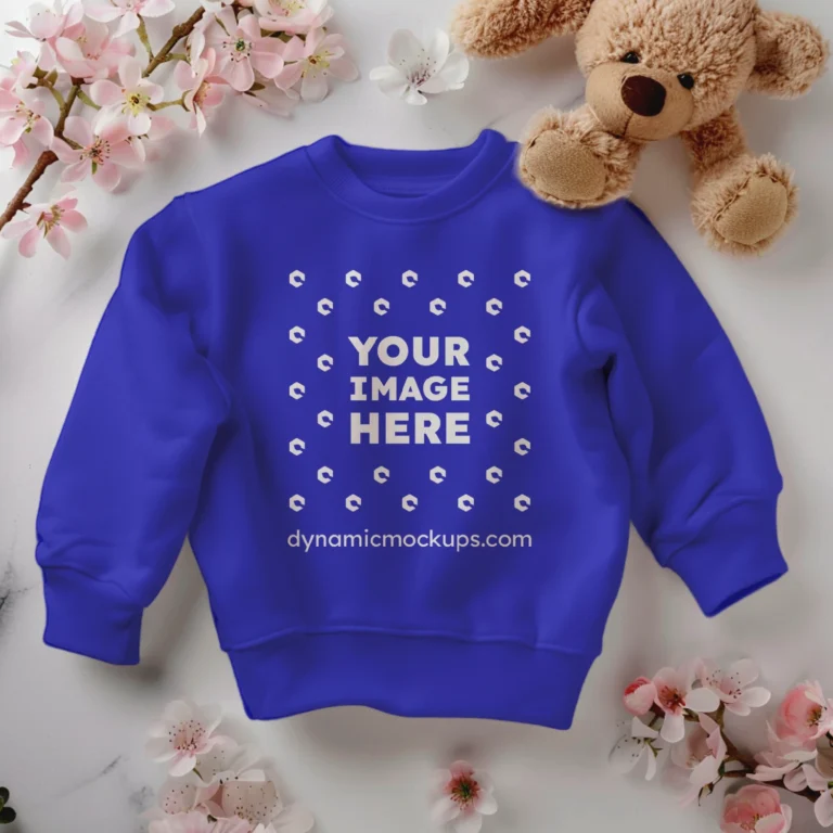 Flat Lay Blue Sweatshirt Mockup Front View Template