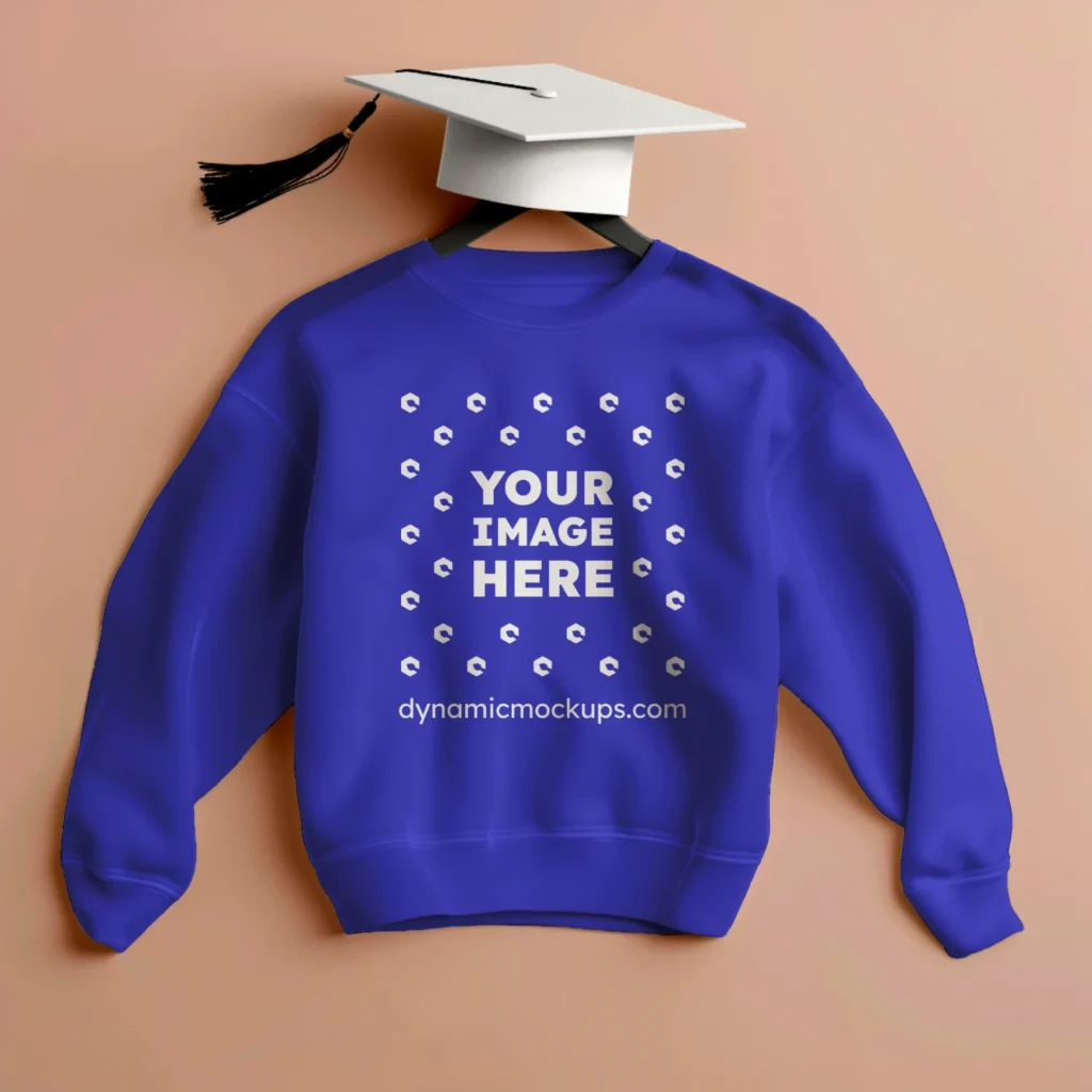 Flat Lay Blue Sweatshirt Mockup Front View Template