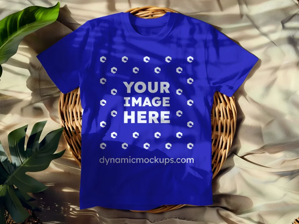 Flat LayBlue T-shirt Mockup Front View Template