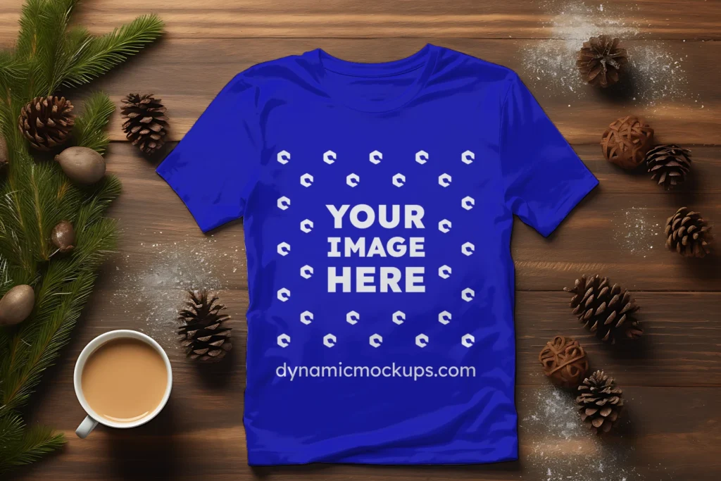 Flat Lay Blue T-shirt Mockup Front View Template