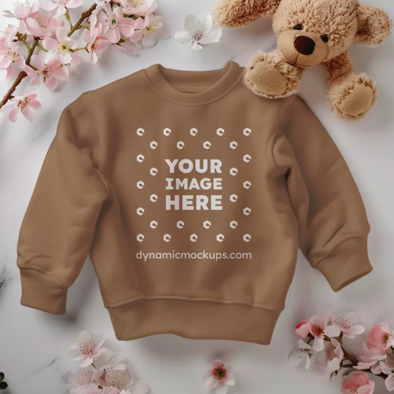 Flat Lay Brown Sweatshirt Mockup Front View Template