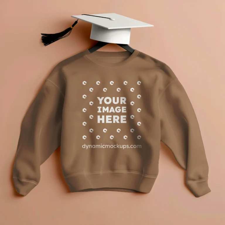 Flat Lay Brown Sweatshirt Mockup Front View Template