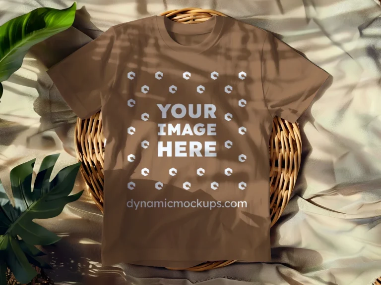 Flat LayBrown T-shirt Mockup Front View Template