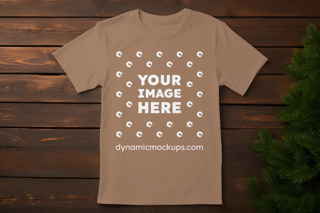 Flat Lay Brown T-shirt Mockup Front View Template