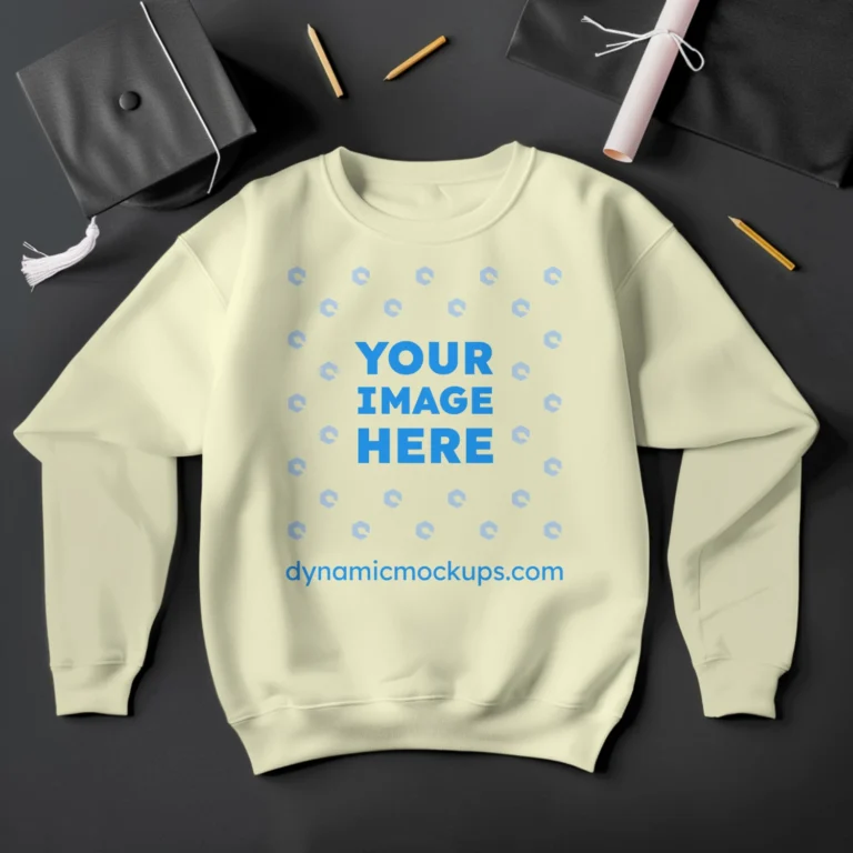 Flat Lay Cream Sweatshirt Mockup Front View Template