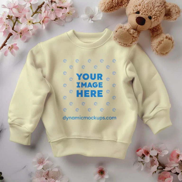 Flat Lay Cream Sweatshirt Mockup Front View Template