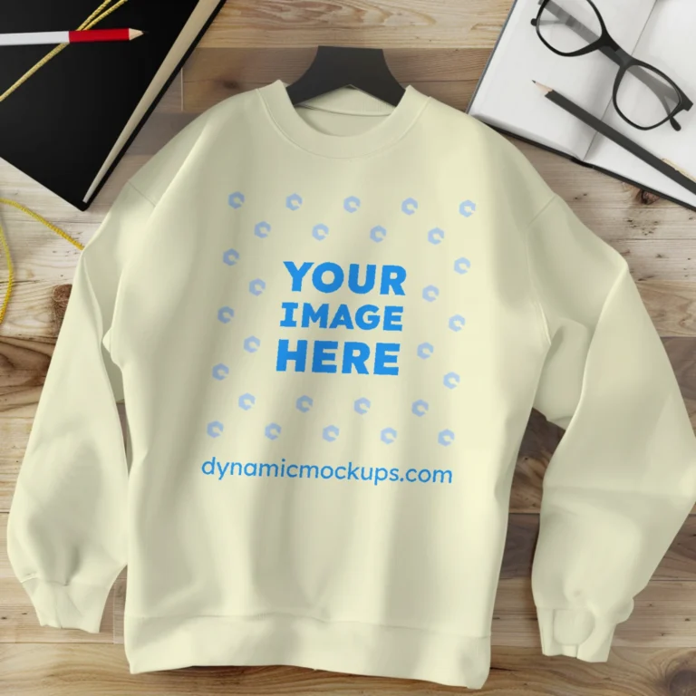 Flat Lay Cream Sweatshirt Mockup Front View Template