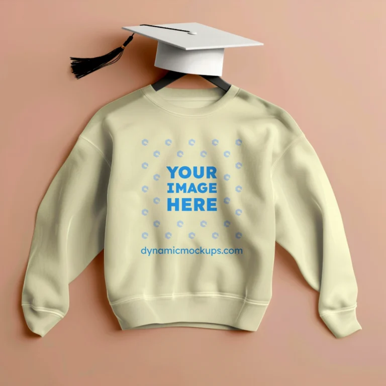 Flat Lay Cream Sweatshirt Mockup Front View Template