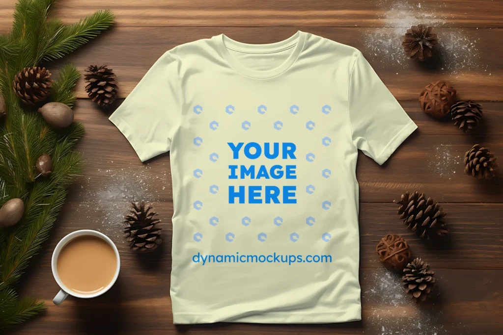 Flat Lay Cream T-shirt Mockup Front View Template